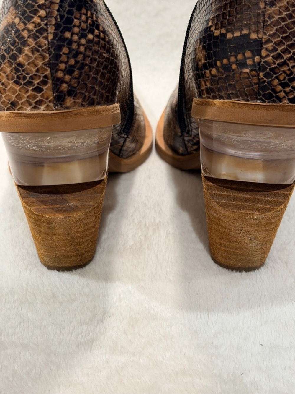 Jeffrey Campbell faux snakeskin western ankle boots lucite heel pointed toe 10 🔥 - Picture 9 of 11